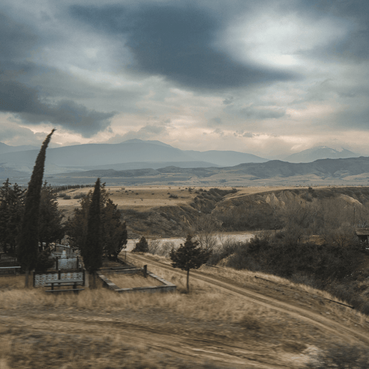 Photo d'art en haute qualité  qui représente un paysage d'une campagne en Géorgie, qui aura vocation à être accrochée en décoration murale en grand format dans un salon.